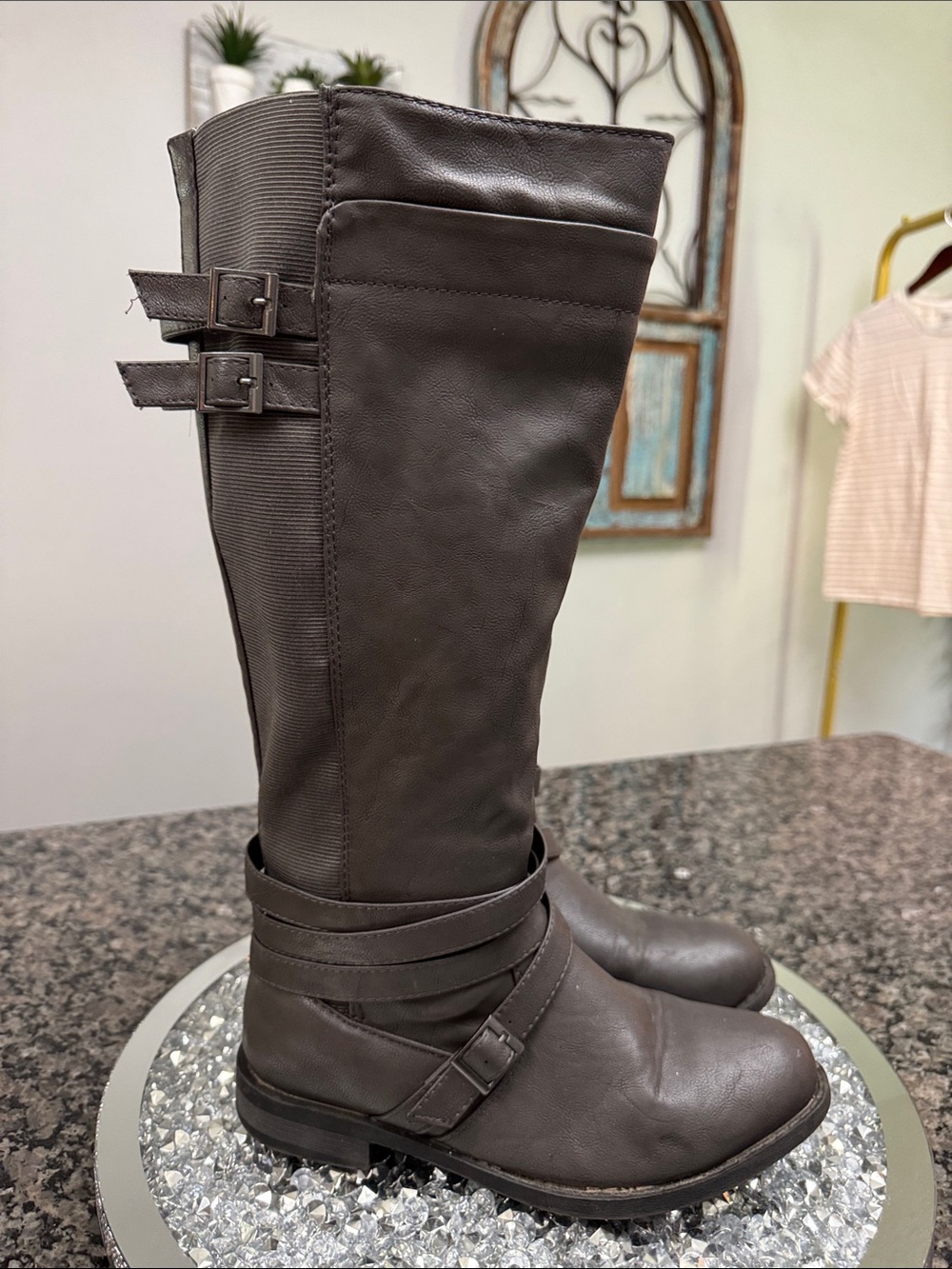 torrid tall gray straps and Buckle Riding Boots 8W - Picture 7 of 16
